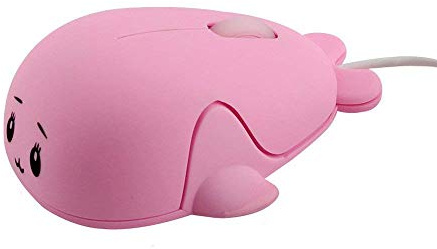 MySixKeen Ratón con Cable USB con Forma de delfín y Animal Lindo de Moda, 1600 dpi, Ratones ópticos, Mini Ratones para niños pequeños para PC, computadora portátil (Rosa)
