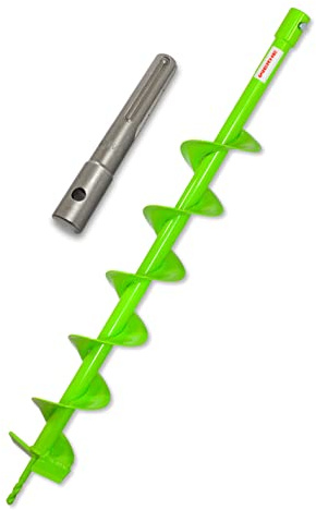 WERHE Erdbohrer 100 mm Vollstahl mit SDS-Max-Adapter, 80 cm, für Zaunbau | Zentrierspitze für präzises Anbohren, kompatibel mit Bohrhammer und Akkubohrer, 20 mm Aufnahme, inkl. 2 Sicherheitsbolzen