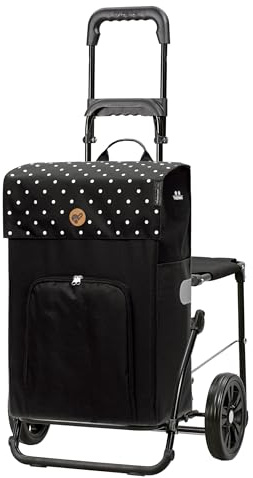 ANDERSEN Einkaufstrolley - Komfort Shopper Malit schwarz 49 L Einkaufswagen,langlebig,Thermo, klappbar, mit Sitz, multifunktional