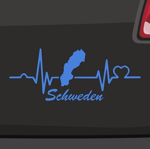 Herzschlag Schweden Aufkleber 6 Größen 21 Farben Stockholm Elch Wikinger Ostsee