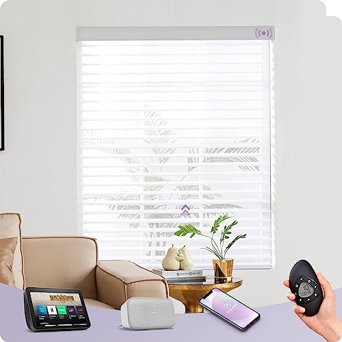 Graywind nach Maß Elektrische Shangri-la Duo Rollo, Elektrische Jalousien Kompatibel mit Alexa Google App, Smart Doppelrollo Innen mit Wiederaufladbarer Motor & Fernbedienung, Weiß