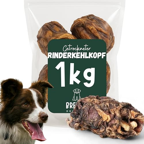 BREERs Getrocknete Rinderkehlköpfe für Hunde 1 Kg aus eigener Deutscher Herstellung, Kauartikel für Groß & Klein