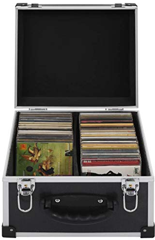 Tidyard CD-Koffer Archivierungskoffer für 40 CDs Aluminium ABS Schwarz