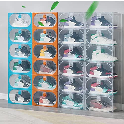 CASEGO Transparente Aufbewahrung Schuhbox Seitenöffnung Einfacher Schuhschrank kann Sportschuhe High Heels Puppen Kleidung Kleinteile usw. aufbewahren(24 Zellen)
