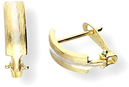 EDLE 585 Gold CREOLEN, 585 Gelb-Weißgold, GOLDOHRRINGE, 14 Karat, BICOLOR !!!