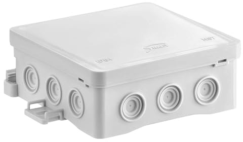 SIMET Anschlussdose FASTBOX&HOOK, halogenfrei, selbstverlöschend, UV-beständig, IP54, mit Einhängemöglichkeit HNS (grey 100 x 100 x 40 mm, 1 Stück)