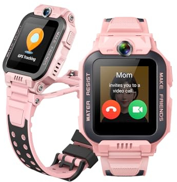 imoo Z7 Kinder Smartwatch, 4G Smartwatch Kinder mit GPS und Telefon, Kids Smart Watch mit HD-Video & Sprachanruf, Kids GPS Uhr, IPX8-Wasserbeständigkeit beim Schwimmen (Z7, Hellrosa)