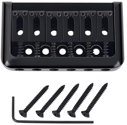 Banworks E-Gitarre Festbrücke Non-Tremolo 6-Saiten Tailpiece | 52,5 mm (2-1/16) String Through Body Hardtail Bridge Set für Strat ST Tele JT/GDQQ-01 Schwarz