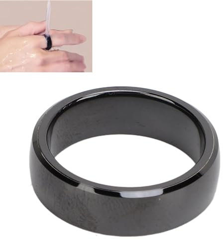 Annadue Anello Intelligente NFC, Anello da Dito Portatile in Ceramica Intelligente per Uomo Donna, Nero, IP68 Impermeabile per Controllo Accessi