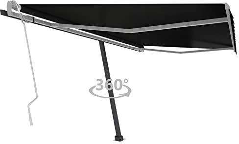ShGaxin Standmarkise Einziehbar Handbetrieben, Balkon Markise, Sonnenschutz, Balkon überdachung, Sonnenmarkise, Terrassen-markisen, 400x300 cm Anthrazit