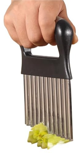 NJNNN Coupe-Frites ondulé de 14 cm, en Acier Inoxydable, imperméabilisant, Coupe-Frites ondulé, Couteau à Couper, for Pommes de Terre, Carottes, Chips et Fruits(Black)