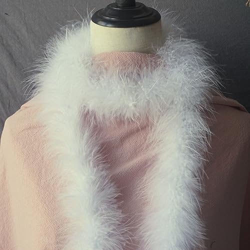 Blausky Federboa Damen,2m Flauschige Feder Boas,Feder Schal Federstola Feder-Boa aus Truthahnfedern Federschal Karneval Kostüm für 20er Jahre Charleston Mottoparty Weihnachten,Off-White