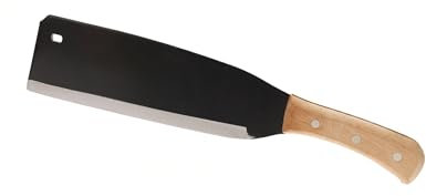 Machete con Lama Nera in Acciaio, Manico in legno, Lunghezza 36cm, Ideale per Lavori da Giardino