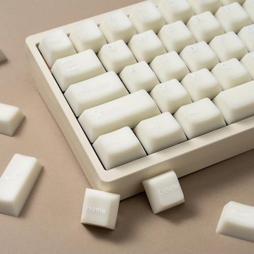 Tastenkappen Der Jade Serie, Minimalistische Double-Shot ABS Cherry Profile Keycap für Mechanische Tastaturen(White)