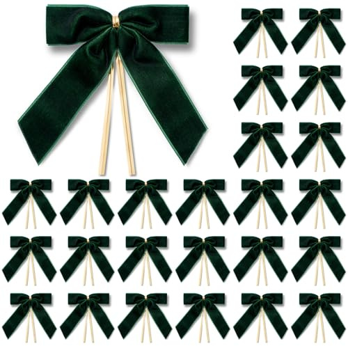 MORSUNBELA Fiocco Regalo Decorazione per Matrimonio in Velluto per Compleanno Natale Comunione Bomboniere 25 Pezzi Verde Scuro