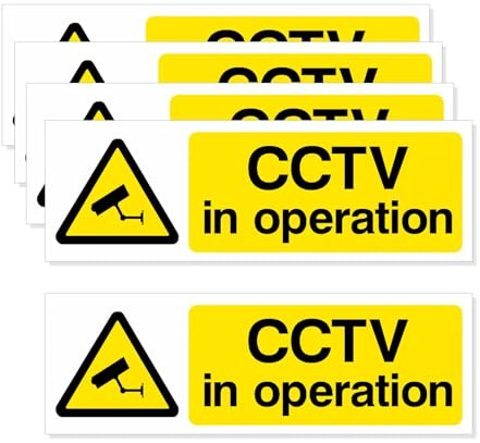 5PCSCCTV In Operation Sign – Self-Adhesive CCTV Warning Stickers (15X5Cm), CCTV-Sticker, CCTV-Stickers For Windows, CCTV Signage, Signs For Outdoor Indoor Use.