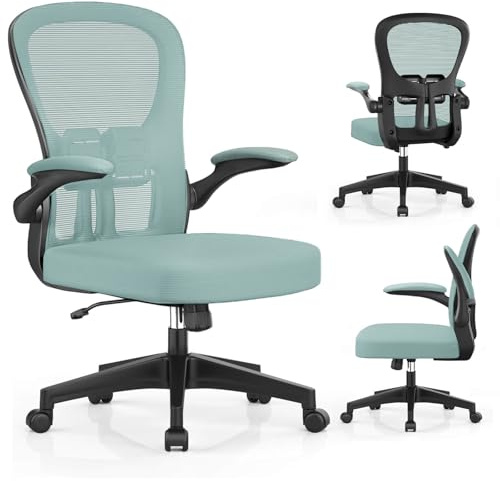 Desk Chair - Ergonomic Office Chair with Adjustable Armrest Lumbar Support, High-density Sponge Cushion, Silent Wheels, Height Tilting Adjustment, YONISEE Swivel Computer Chair Rocking Executive Chair