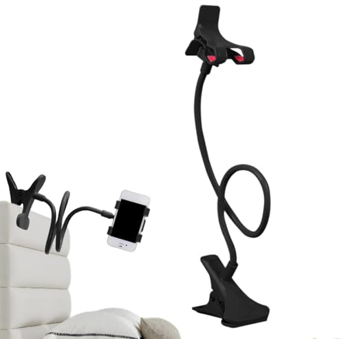 FVPKYUR 50cm Soporte para Teléfono Cama, Flexible Y Largo Brazo para Teléfono Móvil, Soporte para Ajustable para Mesa Cama, Clip Multifuncional Y Estable para Cocina O Dormitorio