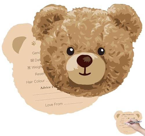 aieieii 24 PCS Baby Prediction Cards, Funny Baby Shower Games Gender Reveal Games, Cute Bear Shaped Gender Reveal Card Suitable for Babies Birth Parties or Gift for Mum to Be