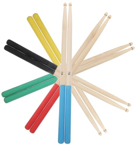 Baquetas 7a de Madera de Arce, 5 Pares, Punta de Madera