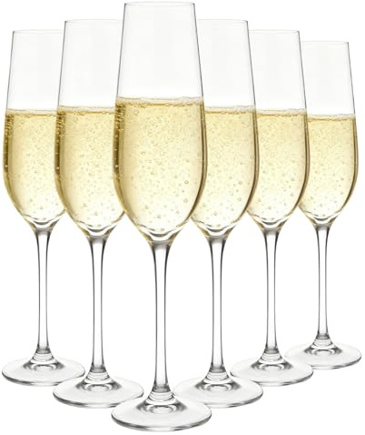 MYKAGS Set of 6 190ml Champagne Flutes Crystal Prosecco Glasses, Elegant Durable Design Smooth Polished Edges Enhance Tasting Experience for Champagne Cocktail