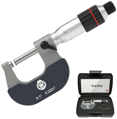 Werka Professional Outside Micrometer, 0-1 Inch Range, 0.0001 Inch Graduation, Precision Measurement Tool