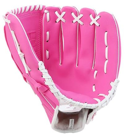 Gants de Baseball pour Enfants, Gants de Softball de Baseball Respirants en Cuir pour Jeunes pour l'entraînement (Rose)