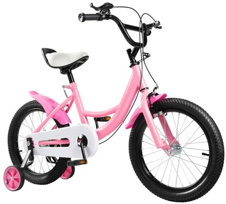 TESUGN Vélo pour enfant, 16 pouces, garçon et fille, à partir de 4 à 8 ans, avec roues stabilisatrices amovibles, vélo pour fille