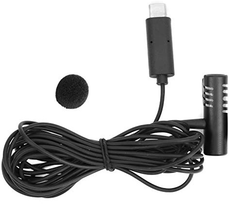 ZPurifylline Microfono lavalier universale per fotocamera, microfono con clip di tipo C per la registrazione, cavo lungo 9,8 piedi con copertura antivento, pickup omnidirezionale per