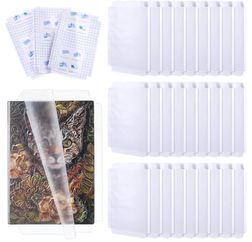 FINGERINSPIRE 30 Stück Selbstklebende Kunststoff Buchhülle 250x150mm A5 Weiß Wasserdicht Für Notizbücher Romane Und Bücher Transparente Schutzfolie Mit Langanhaltendem Schutz