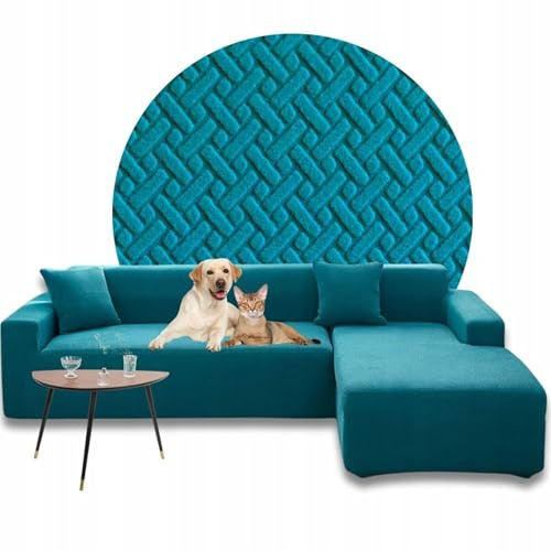 Domidekor Sofa Überzug L-Form – Elastischer Jacquard Sofabezug, Weich und Wasserdicht, Couch Überzug fur 2/3 Sitzer, Universal Sofaüberwurfe mit Anti-Rutsch-Schaumstoffe, Rechts