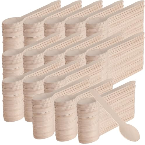 800 Pcs 16cm Disposable Wooden Spoons Bulk, Smooth Dessert Teaspoons | for Parties, Camping, Weddings, Catering