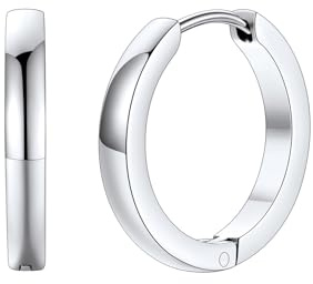 FaithHeart Huggie kreoler örhängen för män kvinnor örhängen rostfritt stål helix piercingar vikbara creoler öronpiercing örhängen hoop örhängen innerdiameter 16 mm, i silver