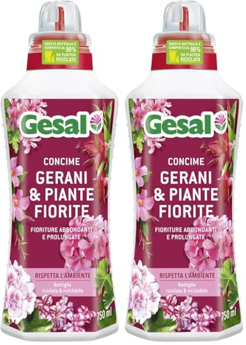 GESAL Concime Gerani & Piante Fiorite, Per Fioriture Abbondanti e Prolungate, 750 ml (Confezione da 2)
