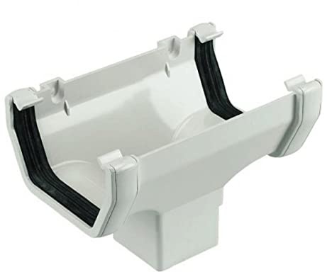 FLOPLAST 114mm Square Gutter Running Outlet - White - Pack of 2