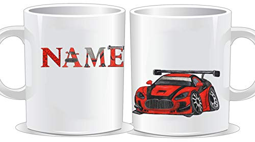 Kinder Tasse personalisiert mit Name, Auto | Schriftwahl, Keramik oder Kunststoff,