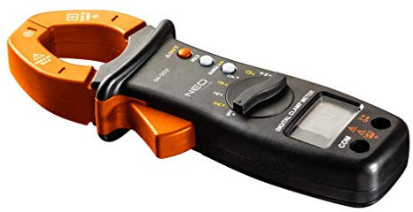 Stromzange Zangenmessgerät, Messung: Wechselspannung, Gleichspannung, Wechselstrom, Widerstand, Diodenmessung, Durchgang, 3,5 Stellen, automatische Messbereiche, Messwertspeicher, Nylontasche, 2 x AA