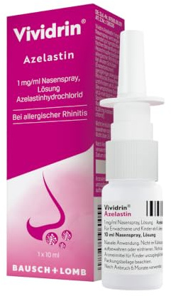 Vividrin Azelastin Nasenspray bei Heuschnupfen und Allergien 10 ml | Schnelle Wirkung bei Pollenallergie - Effektiver Schutz bei Heuschnupfen - für Erwachsene & Kinder- ohne Konservierungsstoffe