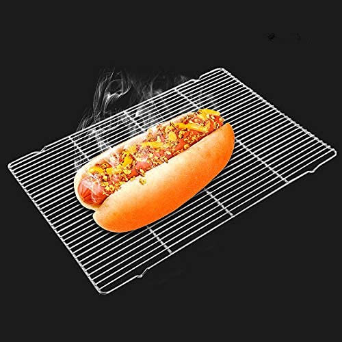 Juego de 2 rejillas de acero inoxidable para asar y cocinar a la parrilla, se adapta a diferentes tamaños de bandeja para hornear y horno tostador, resistente y apto para lavavajillas 21 x 14 x 1,5