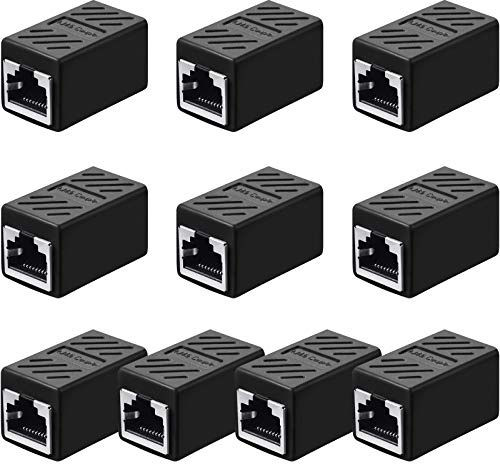 RJ45 Koppler, Netzwerkverbinder für Cat7/Cat6/Cat5e/Cat5 Ethernet Kabel, Weiblich zu Weiblich (Schwarz, 10 Stücke)
