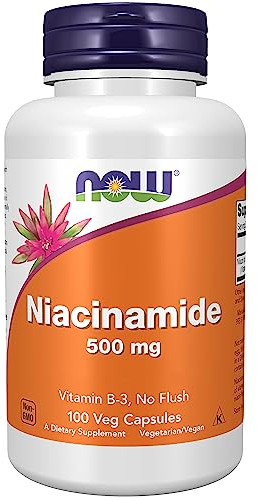 Now Foods, Niacinamide, 500mg, Capsule vegane, Testato in Laboratorio, Vitamina B3, Senza Glutine, Senza Soia, Vegetariano