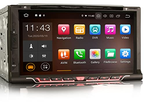Erisin Android 10 Doppio 2 Din Car Stereo DAB+ Radio GPS Sat Nav 6.95 Pollice Touch Screen Bluetooth Supporto CarPlay Android Auto 4G WiFi Mirror Link RDS DVR ADP2 Controlli del Volante