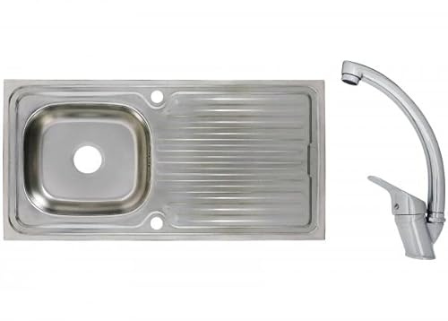Edelstahleinbauspüle Edelstahlspüle Spüle 100 x 50 cm Küchenspüle Einbauspüle Waschbecken inklusive Mega Armatur