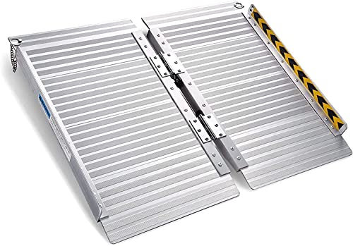 BBZY rutschfeste Rollstuhlrampe 2 Ft, Schwellenrampe mit Rutschfester Oberfläche Aluminium Faltbare Mobilitätsrollerrampe für Zuhause, Stufen
