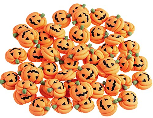 wybcfp 50PCS Resin Mini Ghost Pumpkin Halloween Miniature Grimace Pumpkin Artificial Pumpkin Beads Material for Halloween Party Craft DIY Table Scatter Decoration
