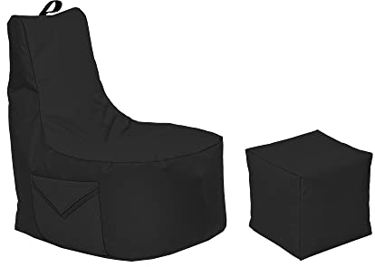 Momiralland Big Gamer Sitzsack mit Lehne Sitzkissen Beanbag BodenKissen Sessel In- & Outdoor geeignet Gaming mit PC Xbox & Playstation (Schwarz)