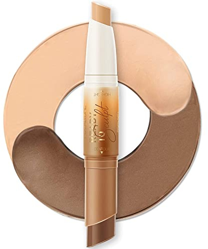 Stick Highlighter contorno 2 in 1,Contour Highlighter Stick per testa doppia, penna trucco impermeabile,per Contouring, Texture Cremosa, trucco correttivo (04#TAN)
