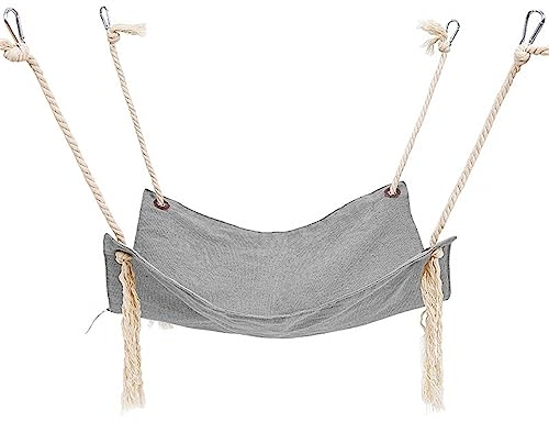 DONGKER Katzen Hängematte, Doppelseitiger Hängendes Bett fur Haustierkäfig, Atmungsaktive Hängebett mit Karabinern und Quasten für Katzen, Frettchen, Ratte, Kaninchen oder Andere Haustiere