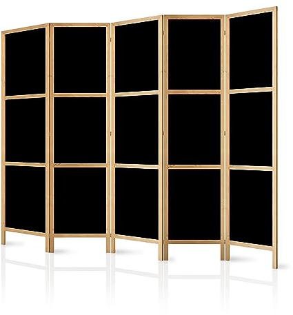 murando - Paravent Raumteiler Holz, 225x172 cm, 5-teilig, Wohnzimmer, Büro | Mobiler Sichtschutz, sofort einsatzbereit, Holzrahmen, ideal fürs Wohnzimmer oder Büro, geruchsneutral, lichtbeständig