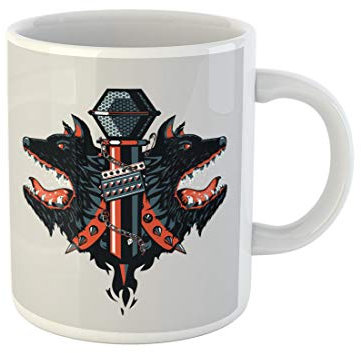 874 Teetassen Konzertmusik Hundekopf Und Mikrofon Tattoo Dark Live Mit Großem Henkel Kaffeetassen Beidseitig Bedruckt Kaffeebecher 330Ml Für Büro,Kollegin,Männer